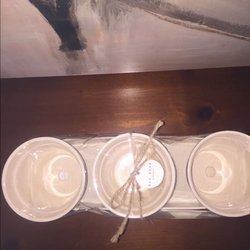 Rae Dunn Easter planter 3 pots with drainage holes and tray all ceramic - Picture 6 of 6